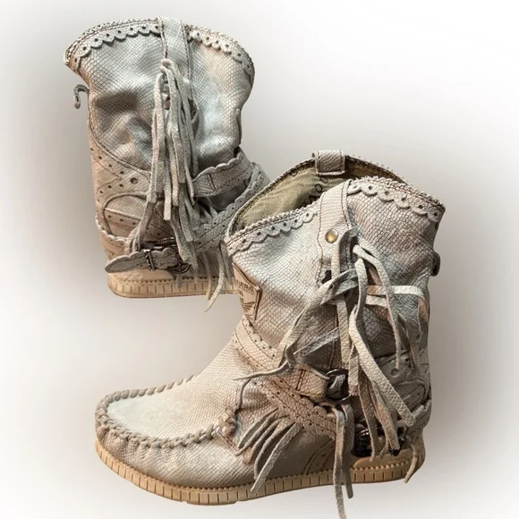 El Vaquero Italy Arya Kalahari Krust Women’s Wedge Moccasin Boots Size 40 - Picture 3 of 16